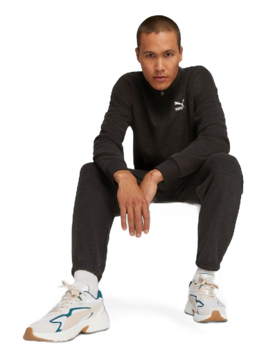 Sweatshirt Puma CLASSICS Fleece Quarter-Zip Herren Svart | 621331_01