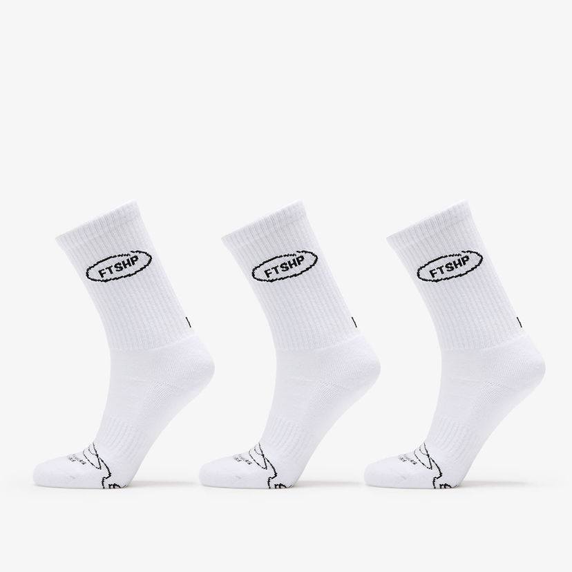 Strumpor Footshop Basic Crew Socks 3-Pack White Vit | FTSHP_356