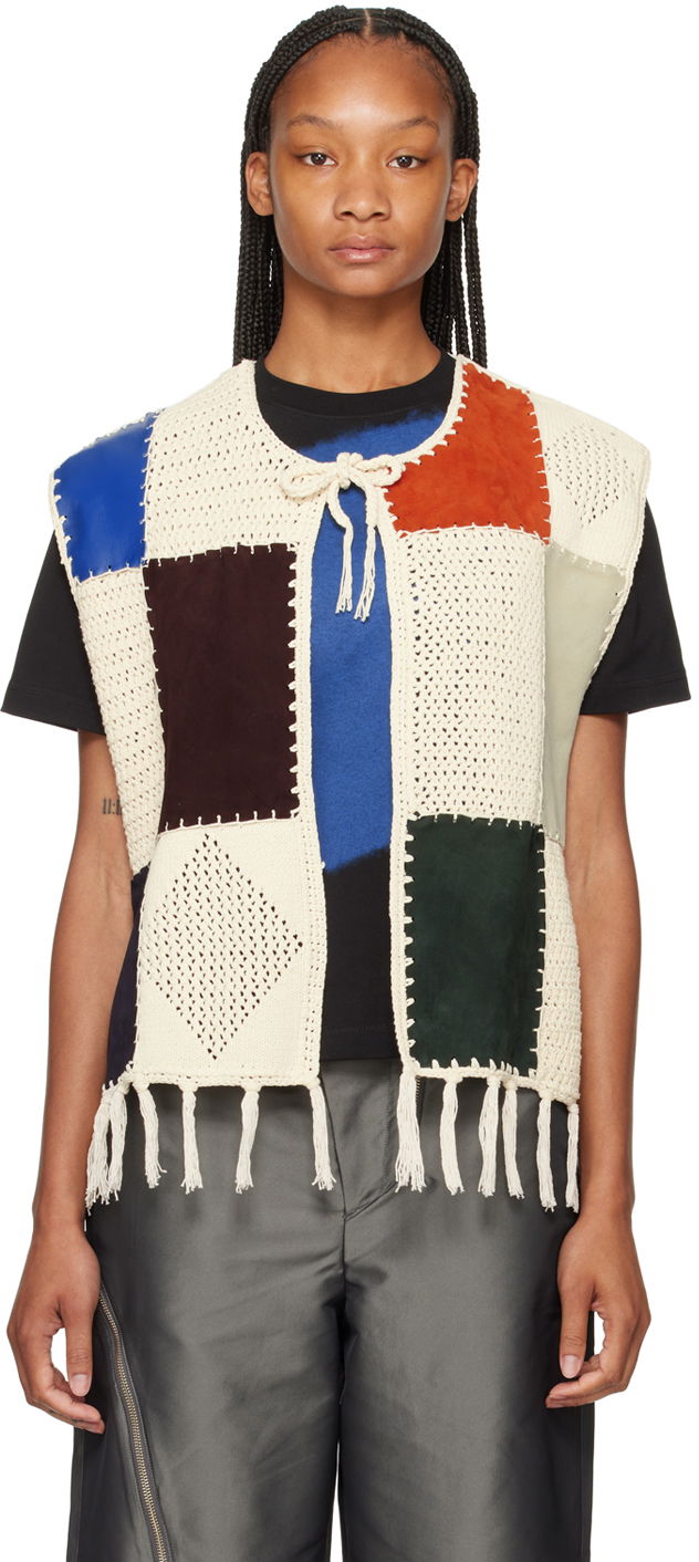 Väst ADER ERROR Patchwork Crochet Vest Flerfärgad | BN01SSKT0201IV