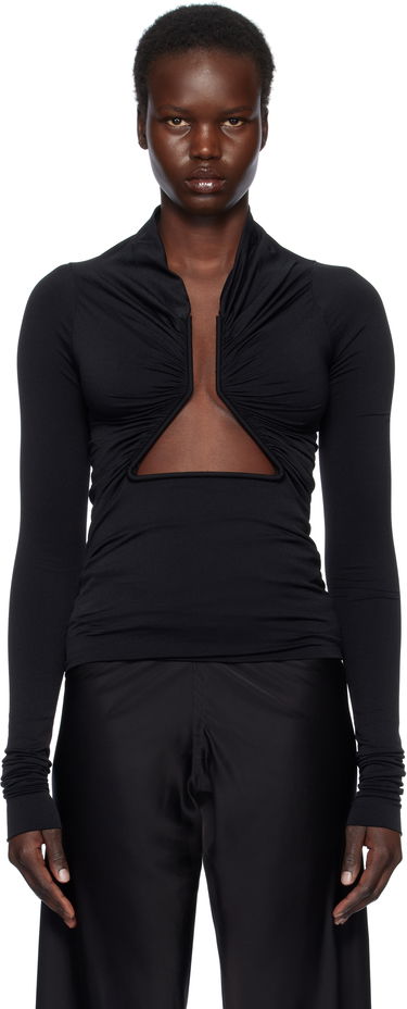 T-shirt Rick Owens Rick Owens Hollywood Jersey Long Sleeve Prong T-Shirt Svart | RP01E7222 JN, 0