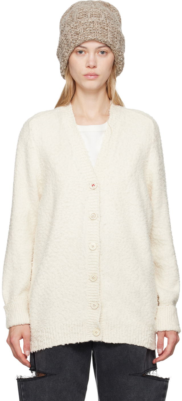 Sweater Maison Margiela Off-White Oversized Piled Cardigan Vit | SI0GP0002 S17664