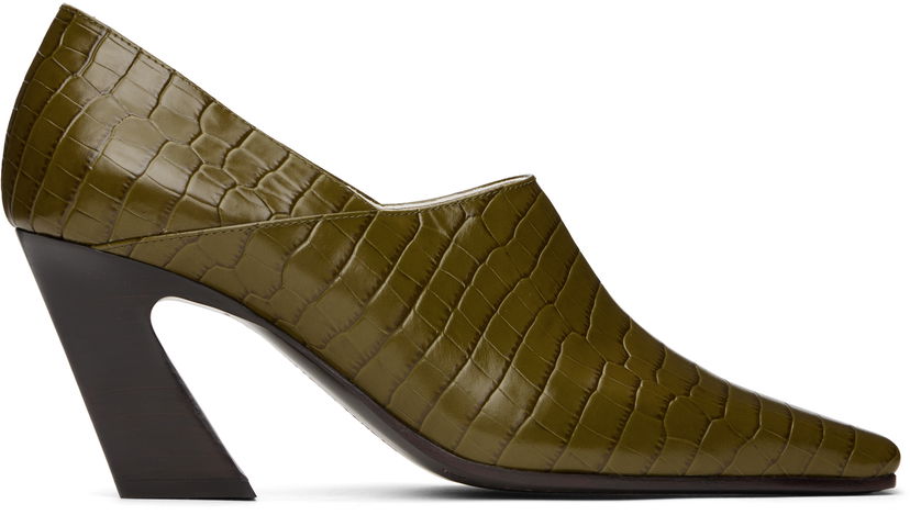 Sneakers och skor Bottega Veneta Bottega Veneta Lewis Embossed Leather Mules Grön | 806723 V4PB0