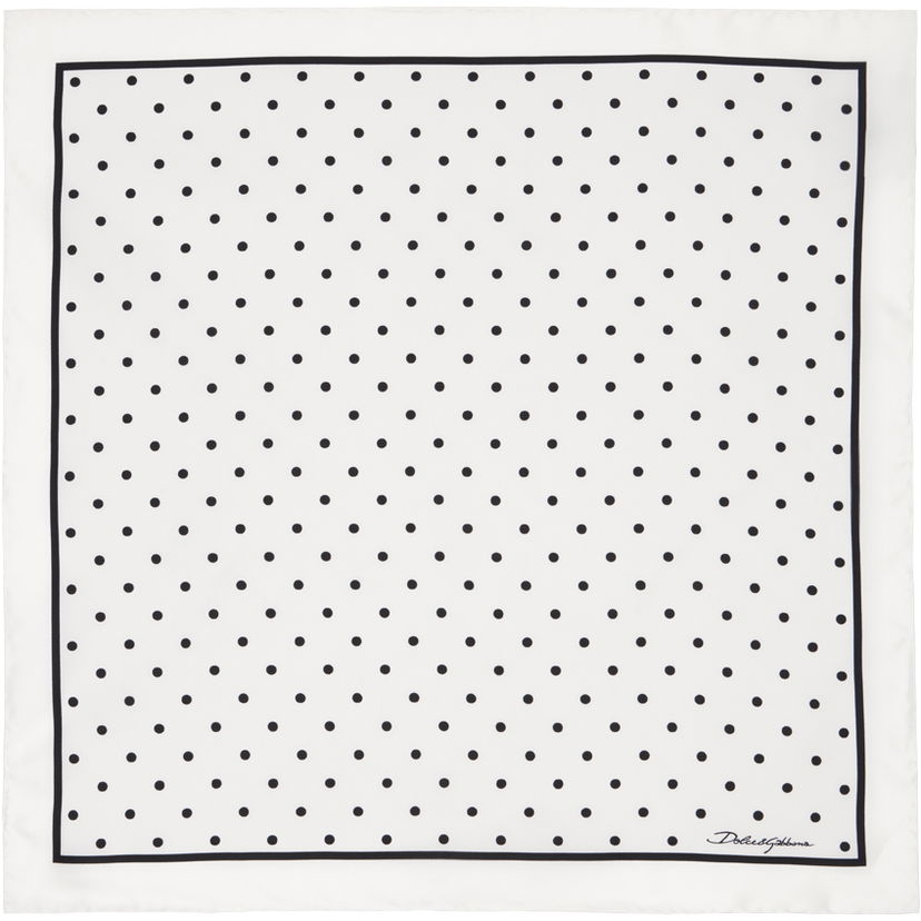 Halsduk Dolce & Gabbana Dolce&Gabbana Silk Polka-Dot Scarf Vit | FN093RGDCLA