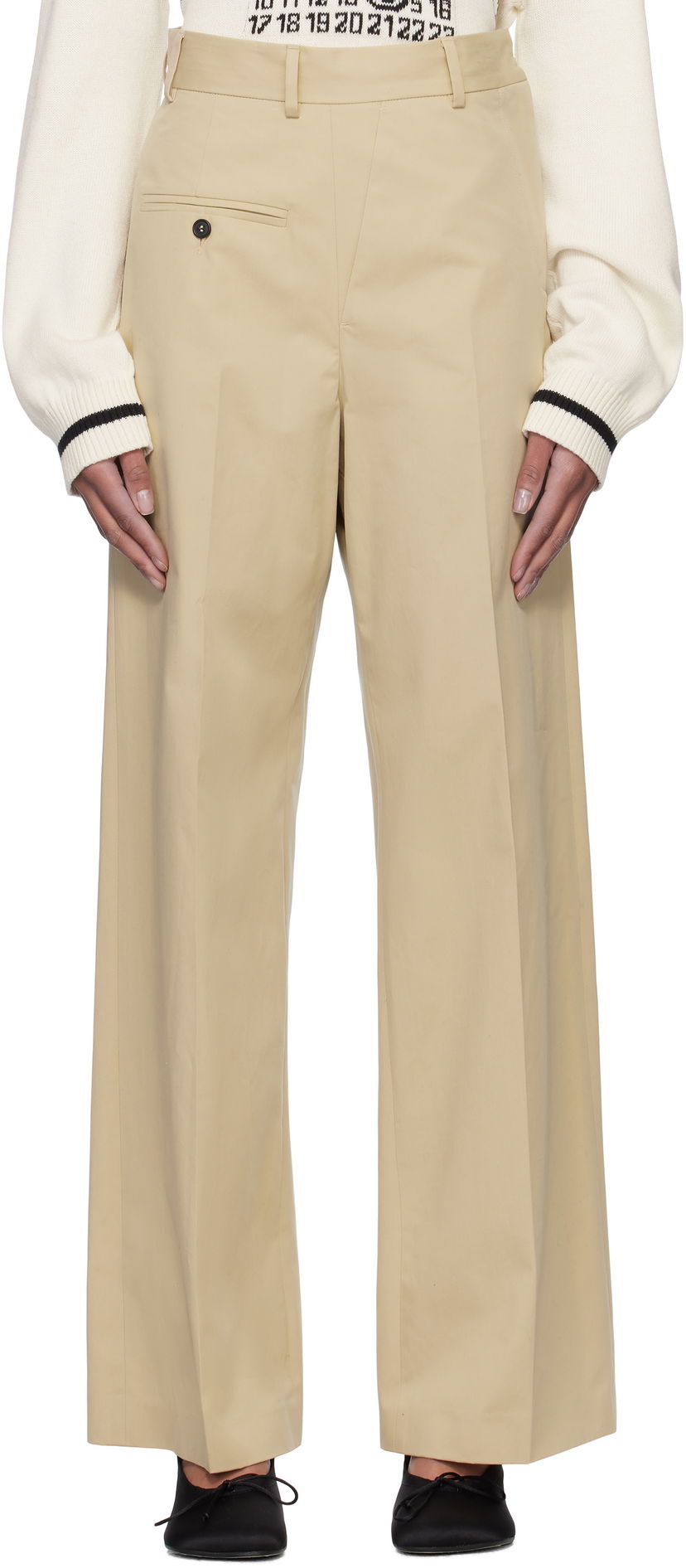 Byxor Maison Margiela MM6 Maison Margiela Tailoring Twisted Trousers Beige | S52KA0516 M35148