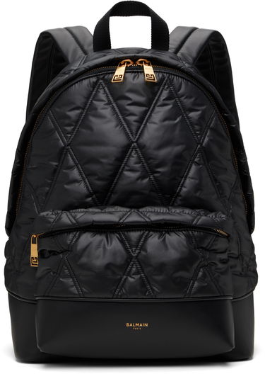 Ryggsäck Balmain Balmain Quilted Diamond Backpack Svart | EM1GE150TTNY, 0