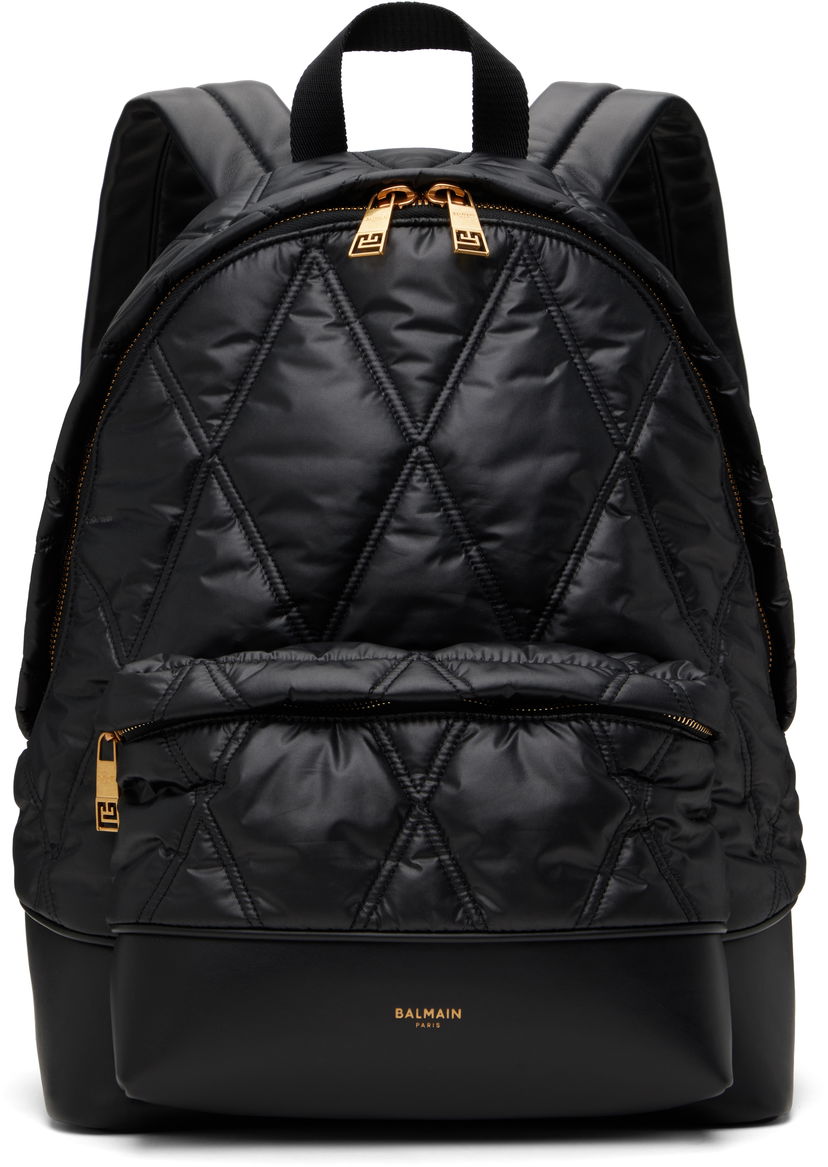 Ryggsäck Balmain Balmain Quilted Diamond Backpack Svart | EM1GE150TTNY