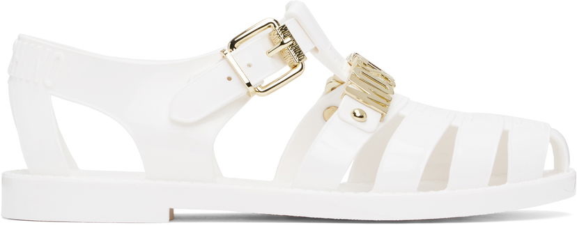 Badkläder Moschino Moschino Jelly Logo Sandals Vit | MA16501G1M M20 100