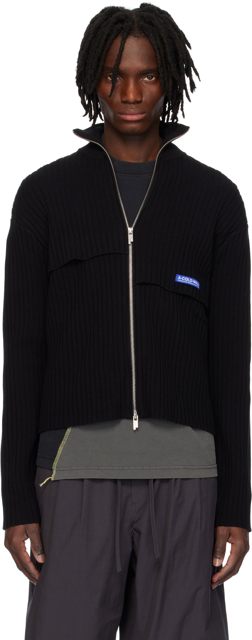 Sweater A-COLD-WALL* A-COLD-WALL* Panel Knit Zip-Up Jacket Svart | ACWMK191