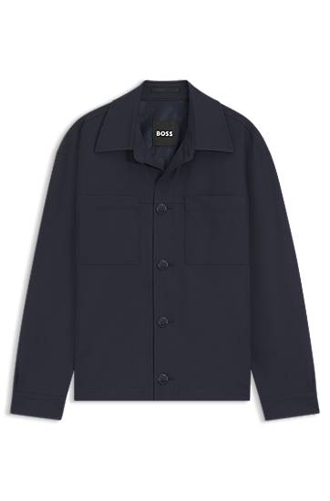 Skjorta BOSS Relaxed Fit Performance-Stretch Overshirt Mörkblå | 50546059