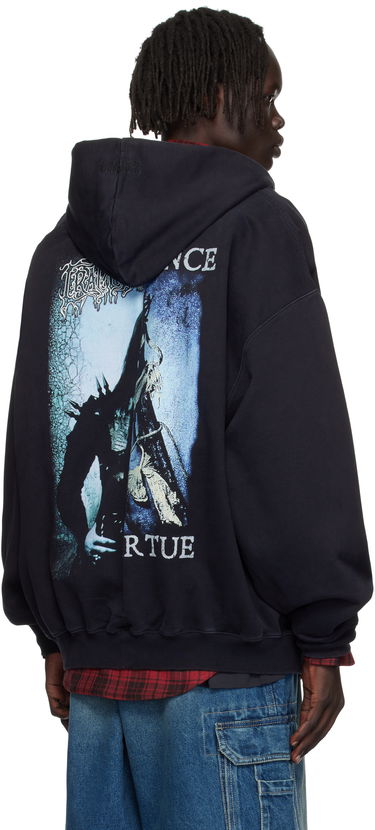 Sweatshirt VETEMENTS Vetements Cradle of Filth Cut-Up Oversized Zip-Up Hoodie Svart | UCF76ZU950BB, 2