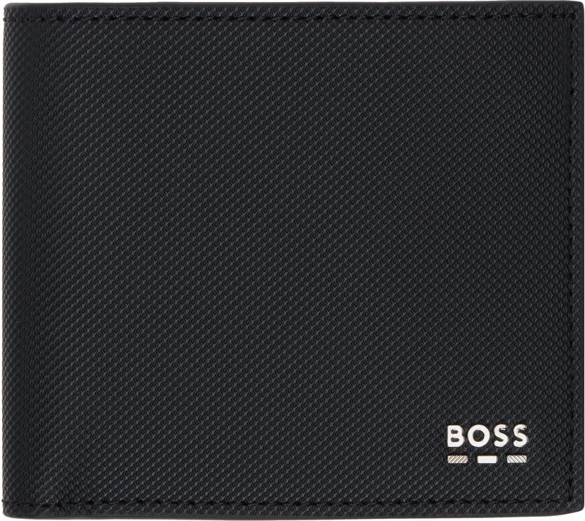Plånbok BOSS Bi-Fold Textured Leather Wallet Svart | 50536078