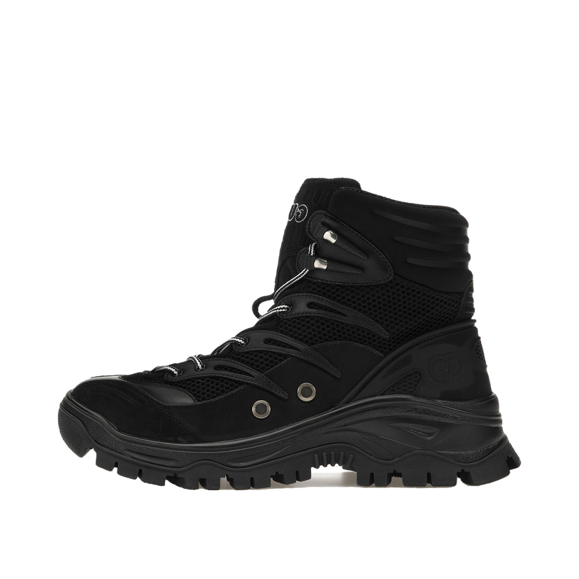 Sneakers och skor Gucci Contrast-Panel Lace-Up Boot Black Svart | 698779 2KD20 1000