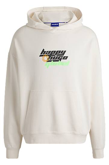 Sweatshirt BOSS Happy HUGO Oversized Cotton-Terry Hoodie Vit | 50536113
