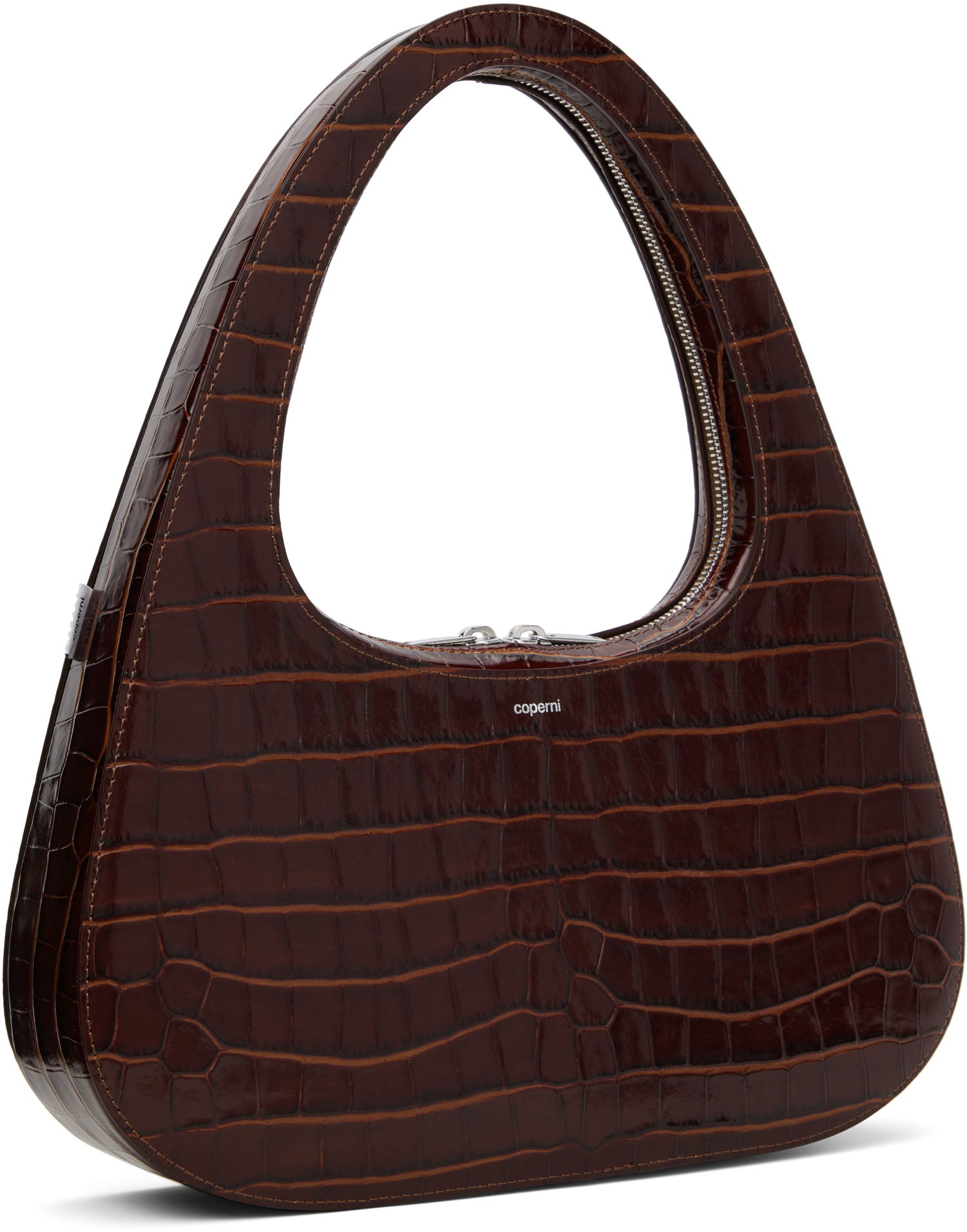 Handväska Coperni Coperni Croco Embossed Large Swipe Baguette Bag Brun | COPBA85F6032, 1
