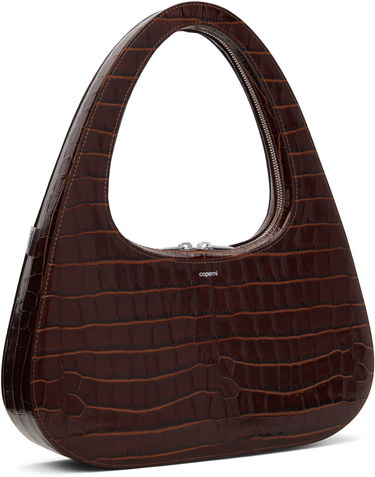 Handväska Coperni Coperni Croco Embossed Large Swipe Baguette Bag Brun | COPBA85F6032, 1