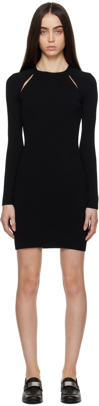 Klä rag & bone Rag & Bone Asher Shoulder Cutout Ribbed Knit Minidress Svart | WAS22HS048YL48