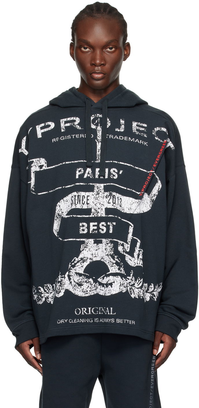 Sweatshirt Y/PROJECT 'Paris' Best' Pinched Logo Hoodie Svart | 204SH002