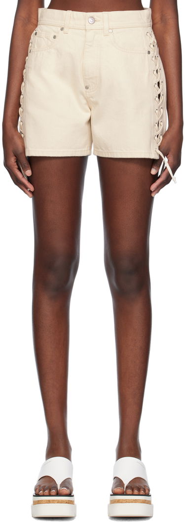 Shorts Stella McCartney Stella McCartney Lace-Up Denim Shorts Beige | 6D02823SPH73, 0