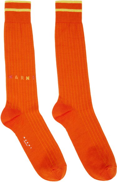 Strumpor Marni Marni Ribbed Knit Socks Orange | SKZC0110Q0 UFC143, 0