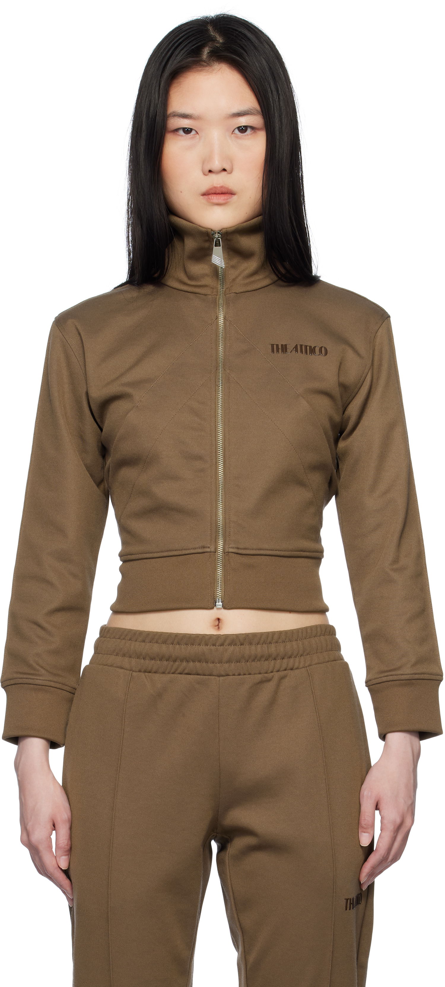 Träningsoverall The Attico The Attico Cropped Track Jacket Brun | 250WCF00022 JJJ055AA, 0