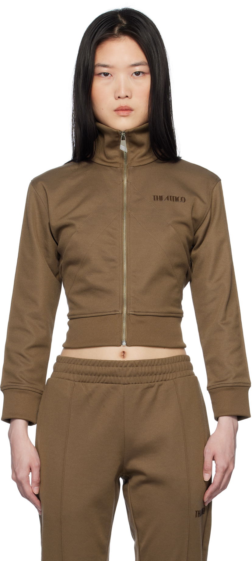 Träningsoverall The Attico The Attico Cropped Track Jacket Brun | 250WCF00022 JJJ055AA