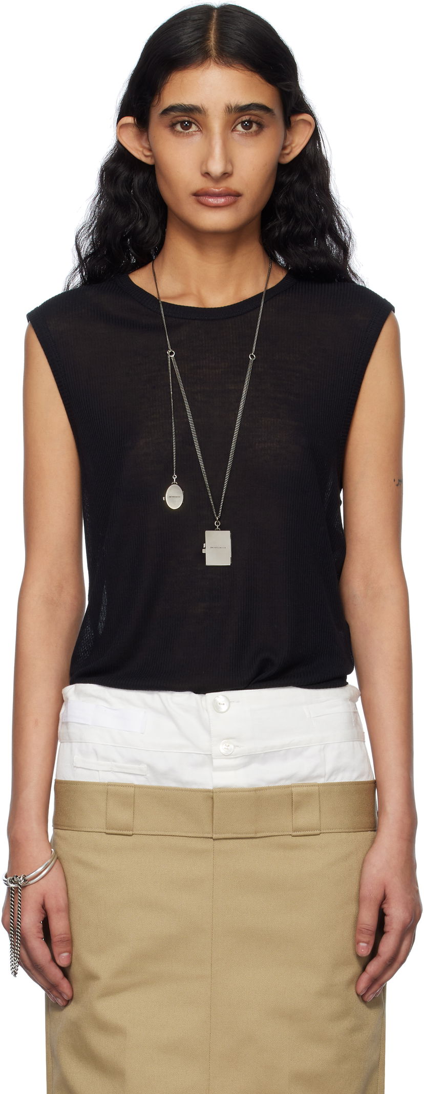 Kjol Ann Demeulemeester Ann Demeulemeester Biba Sleeveless Tank Top Beige | 2510-W-JTO05-FA570-099