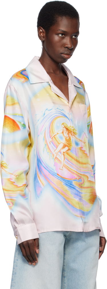 Skjorta Casablanca Casablanca Psychedelic Nirvana Print Silk Long Sleeve Shirt Rosa | U-WS25-SH-006-05, 1