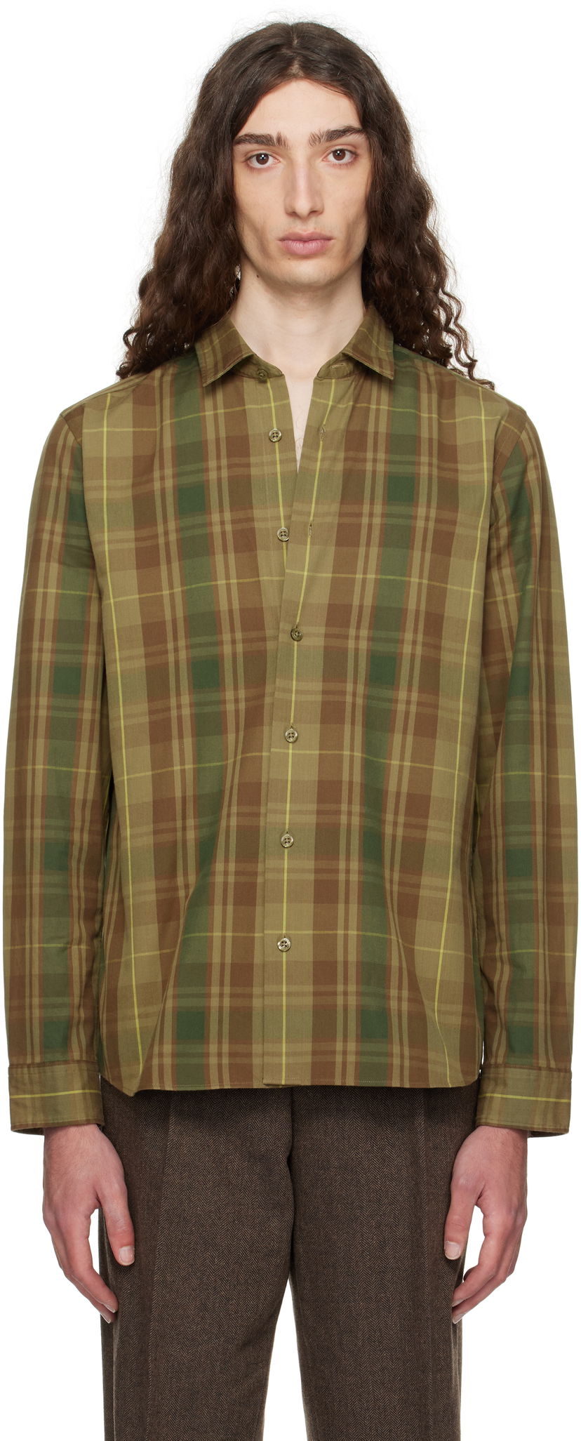 Skjorta BOSS Hugo Check Button-Down Shirt Grön | 50545390