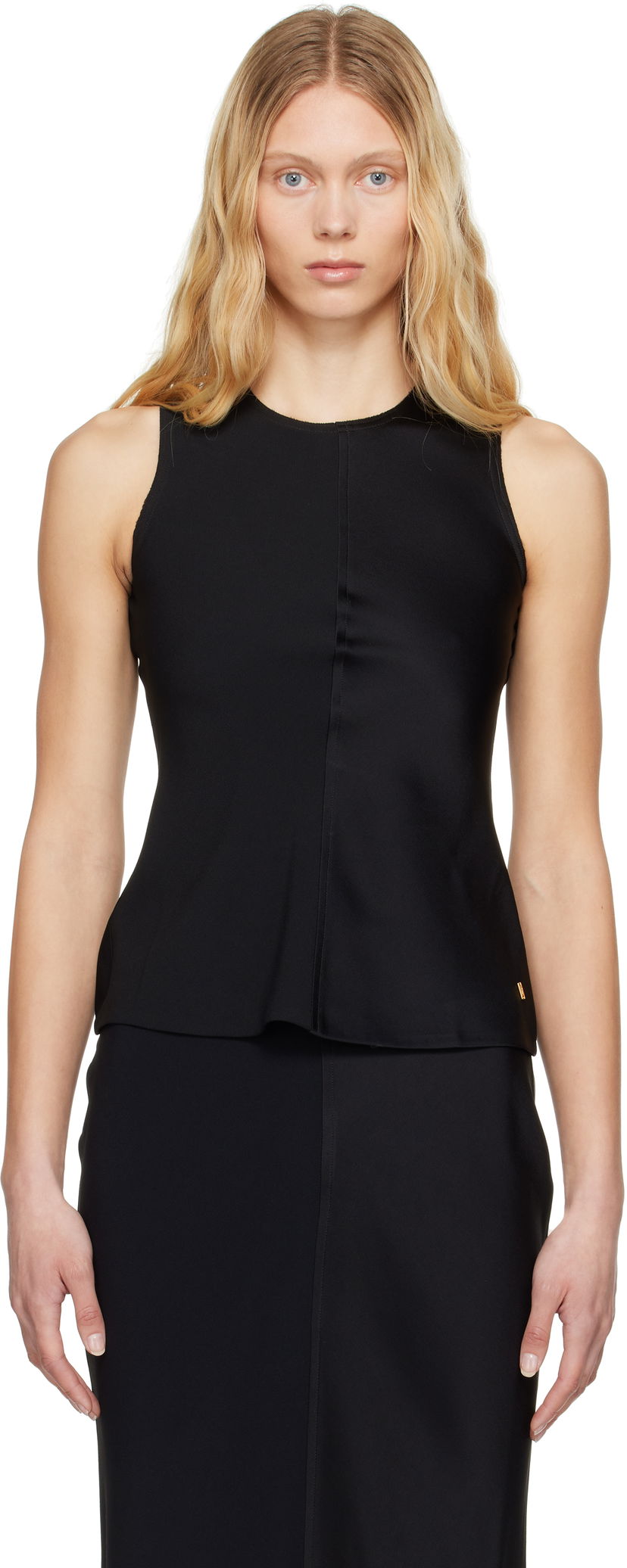 Linne AMI AMI Paris Sleeveless Peplum Tank Top Svart | FTP066.AC0014