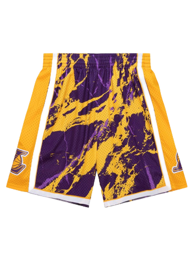 Shorts Mitchell & Ness NBA Los Angeles Lakers Team Marble Swingman Shorts Purpur | PFSW1279-LAL09PPPPTPR