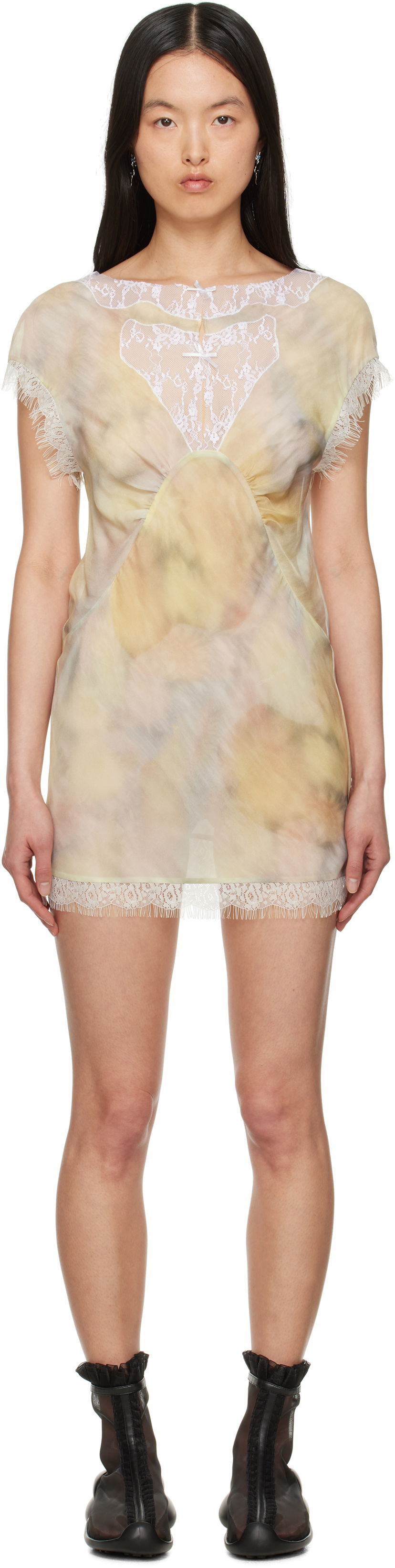 Klä Collina Strada Collina Strada Waterlily Lace-Trimmed Tie-Dye Minidress Gul | XX4042