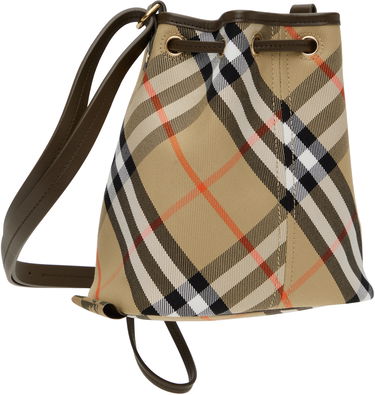 Axelväska Burberry Drawstring Check Bag Beige | 8093804, 2