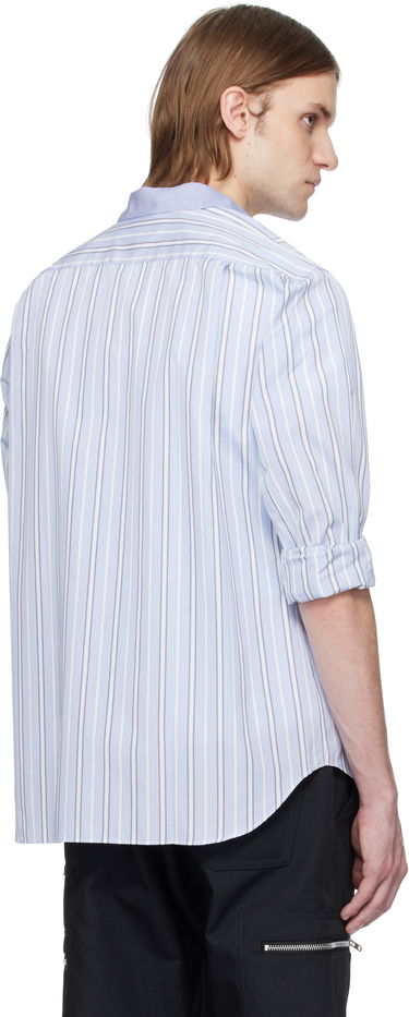Skjorta Comme des Garçons Comme des Garçons Yarn Dyed Cotton Stripe Poplin Shirt Blå | FZ-B402-051, 2