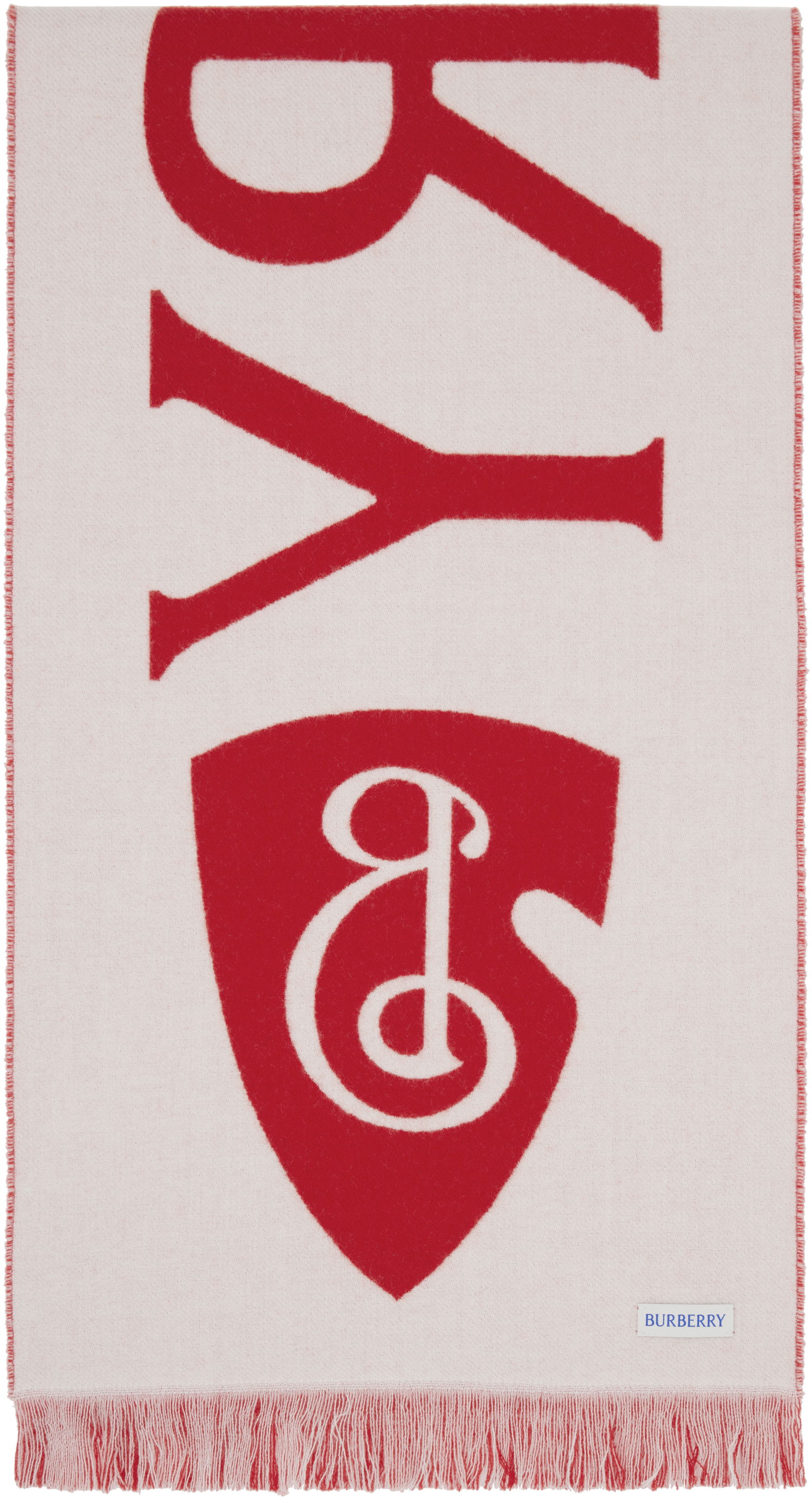 Halsduk Burberry Burberry Logo Wool Scarf Röd | 8109564, 1