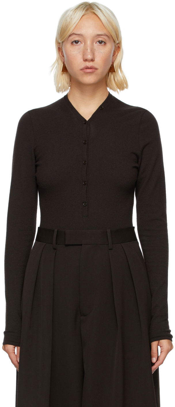 Kropp Bottega Veneta Cashmere V-Neck Bodysuit Svart | 648819 VKSE0