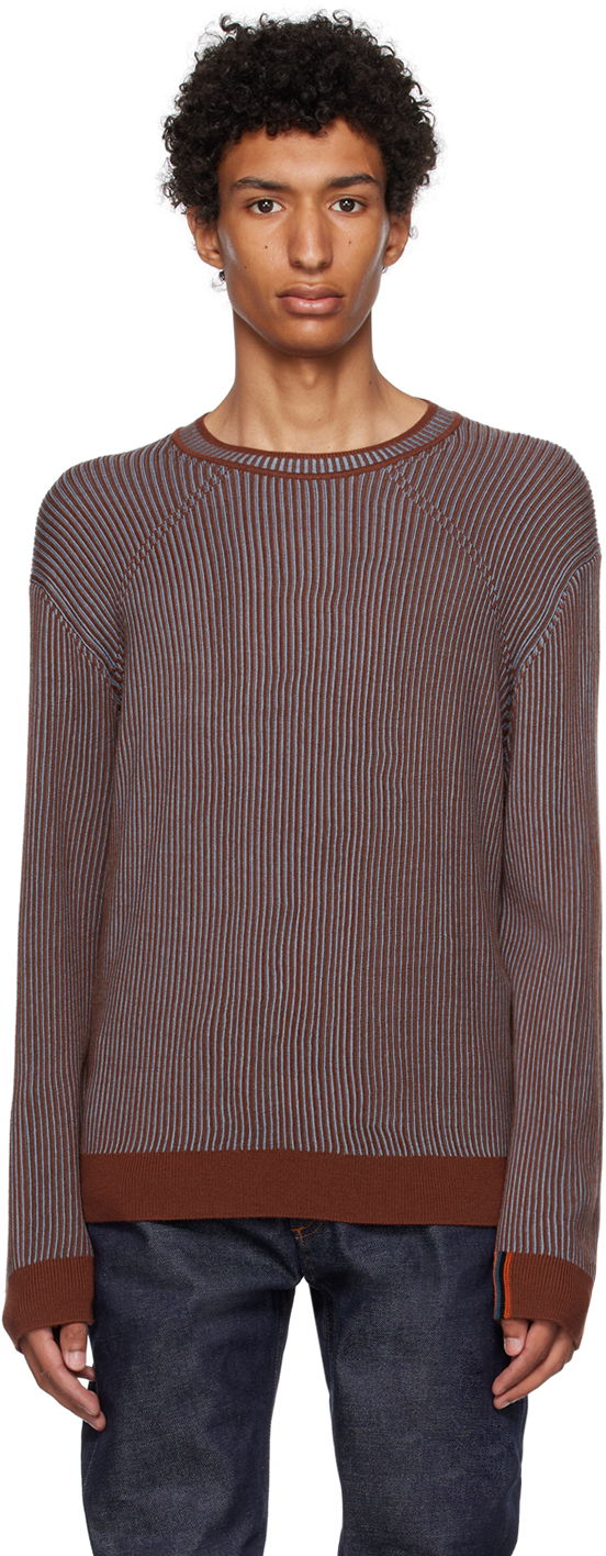 Sweater Paul Smith Paul Smith Crewneck Ribbed Knit Sweater Brun | M1R-270Y-L02095, 0