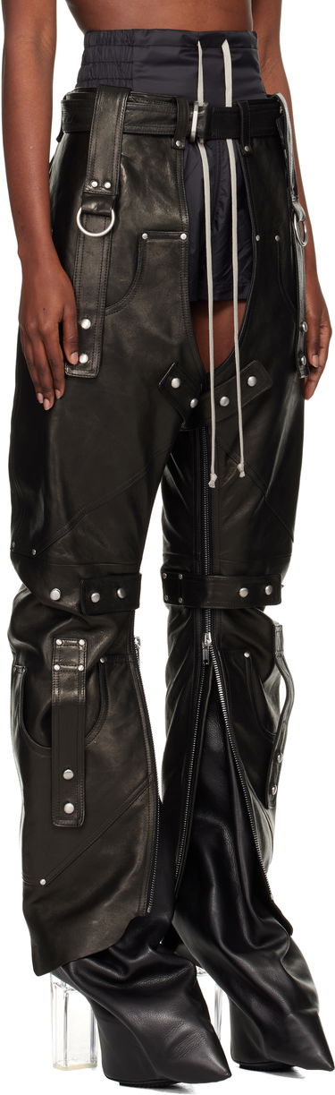 Byxor Rick Owens Concordians Leo Prothmann Edition Chaps Leather Trousers Svart | RO02E4436 LNV, 1