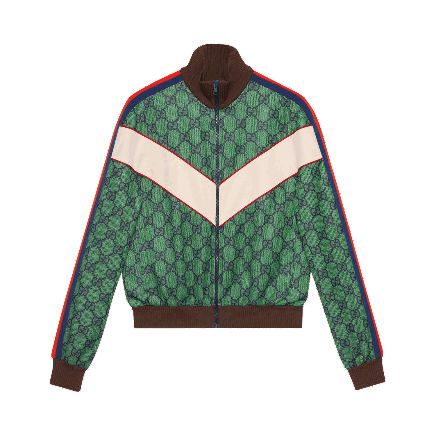 Jacka Gucci Jersey Zip Jacket With Web Grön | 653367 XJDF0 3305, 0