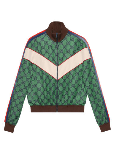 Jacka Gucci Jersey Zip Jacket With Web Grön | 653367 XJDF0 3305