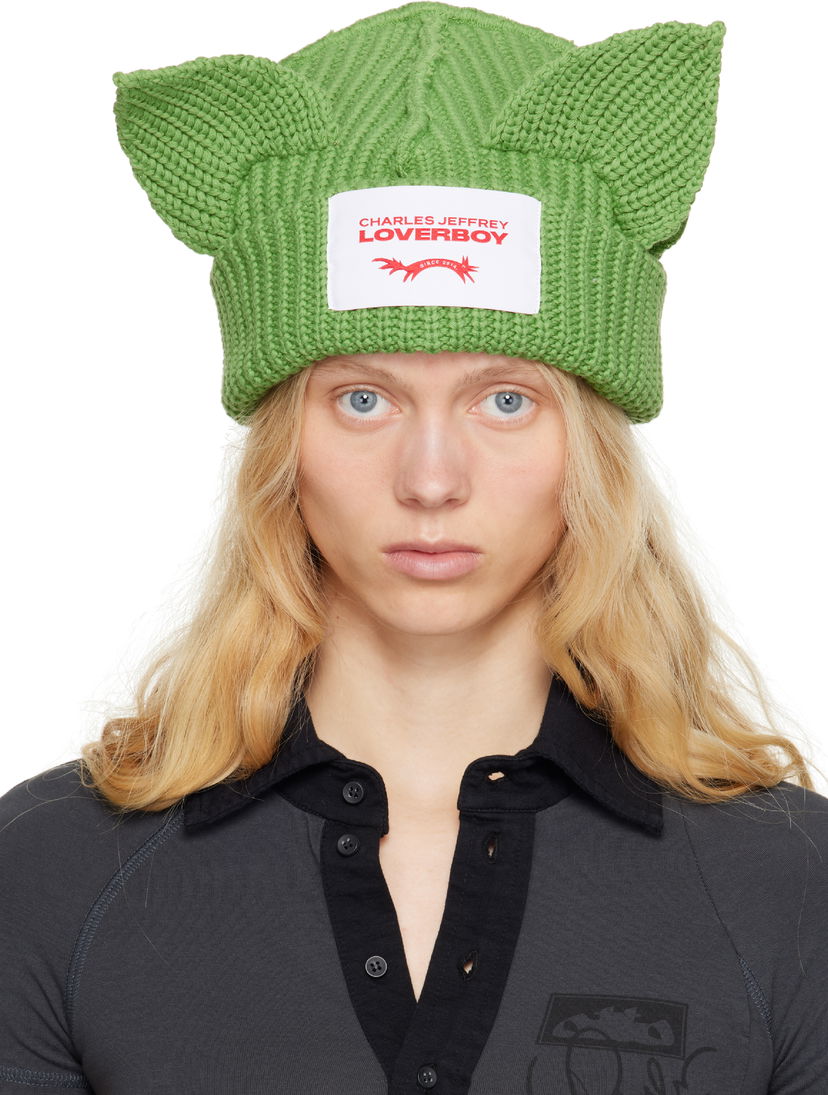 Mössa Charles Jeffrey Loverboy Charles Jeffrey LOVERBOY Chunky Knit Ears Beanie Grön | 54130304