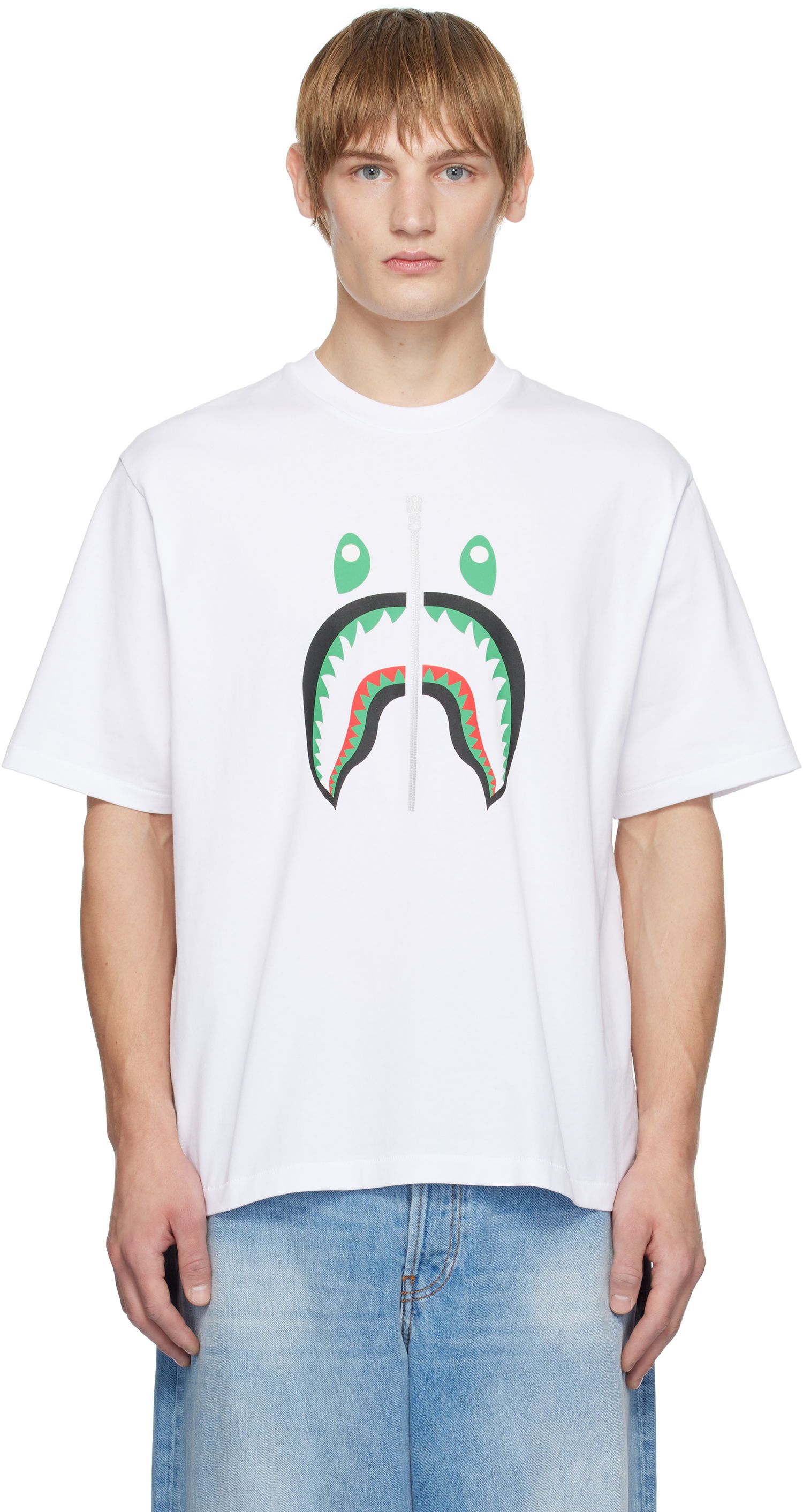 T-shirt BAPE Shark Graphic T-Shirt Vit | 001TEK701308M, 0