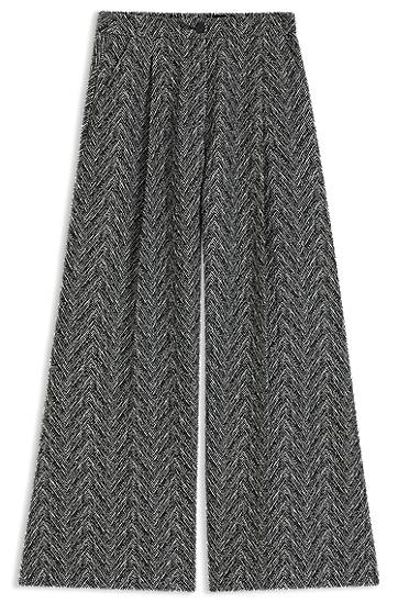 Byxor BOSS Regular-fit wide-leg trousers in herringbone tweed Grå | 50548286