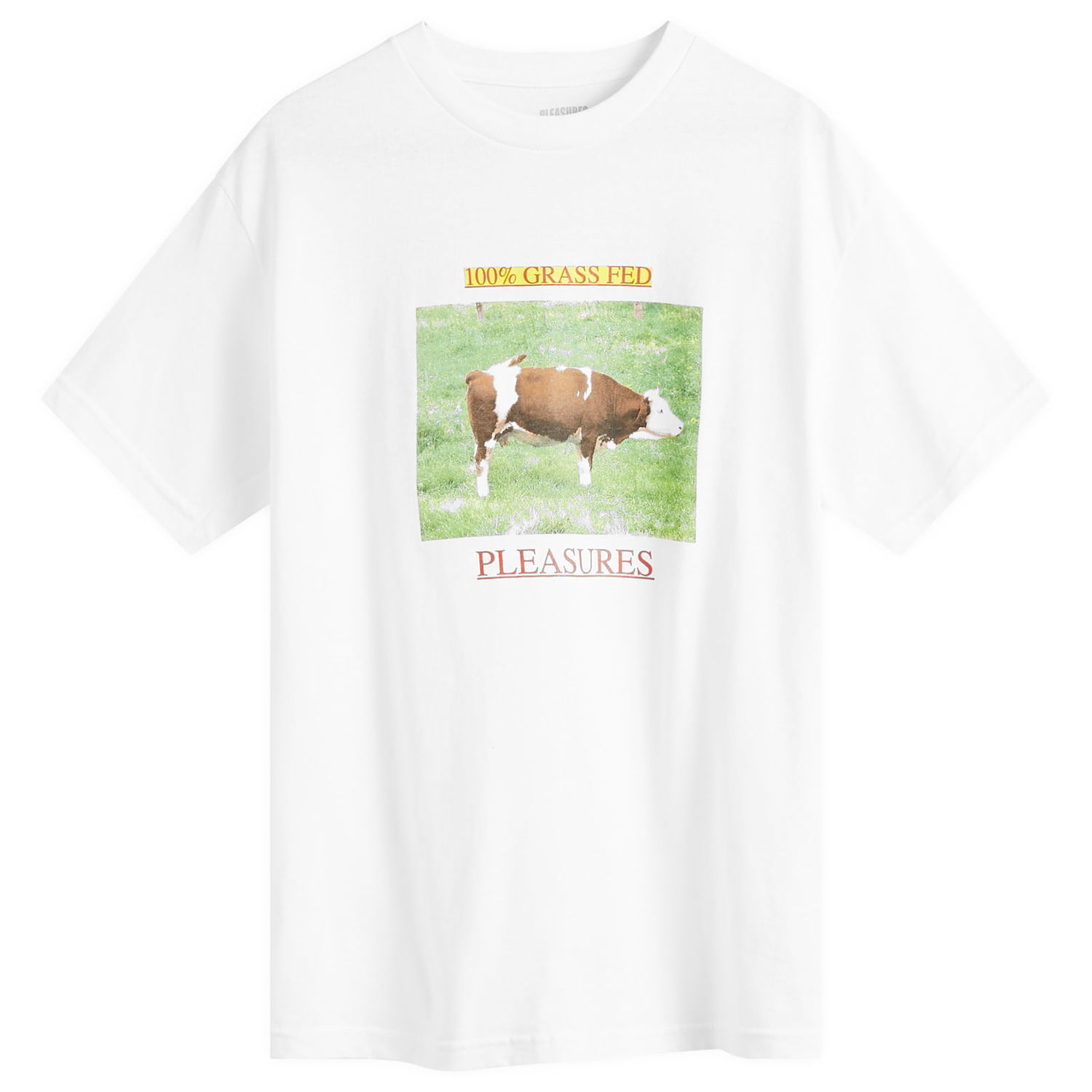 T-shirt Pleasures Pleasures Grass Fed Graphic T-Shirt Vit | P24W042-WHITE, 1