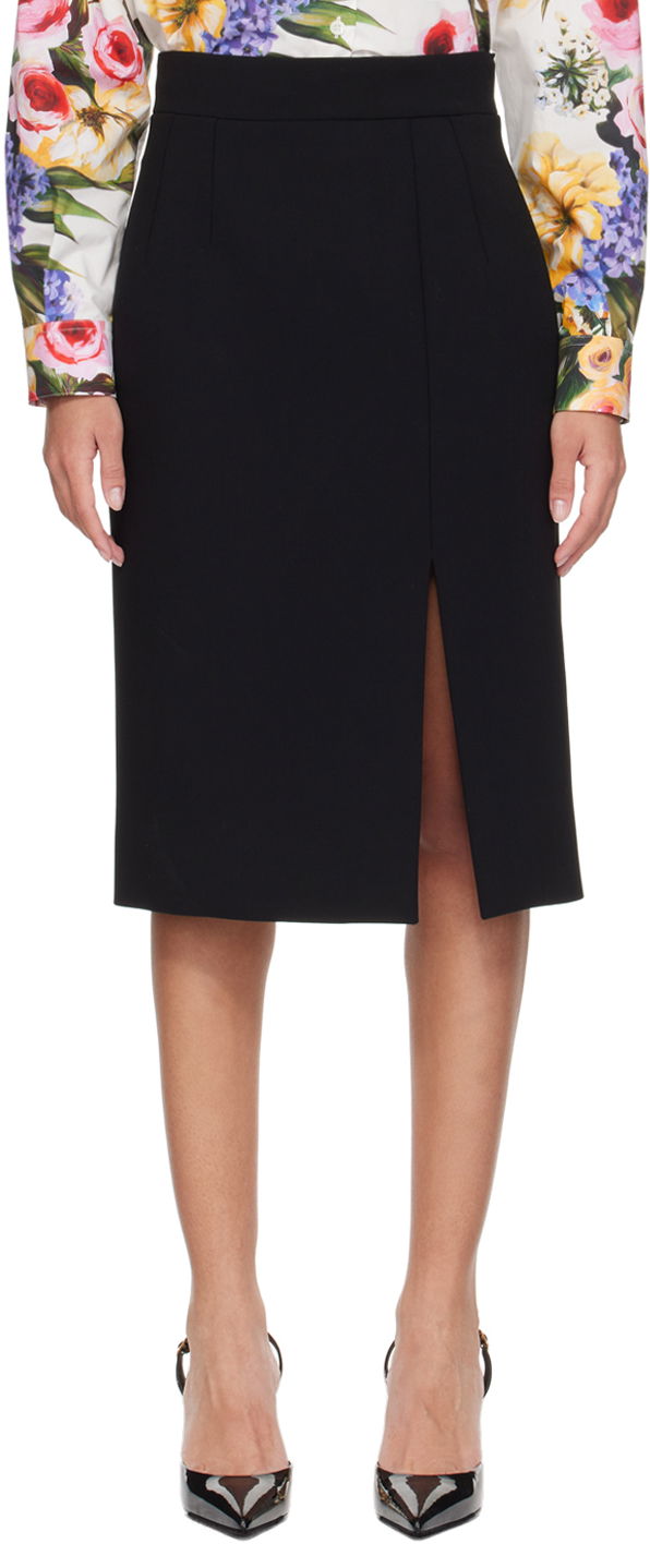 Kjol Dolce & Gabbana Dolce&Gabbana Slit Midi Skirt Svart | F4CU7T FUBF1, 0