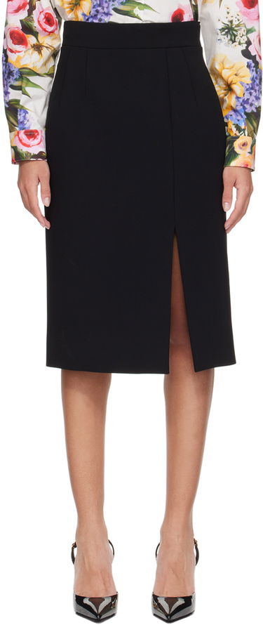 Kjol Dolce & Gabbana Dolce&Gabbana Slit Midi Skirt Svart | F4CU7T FUBF1, 0