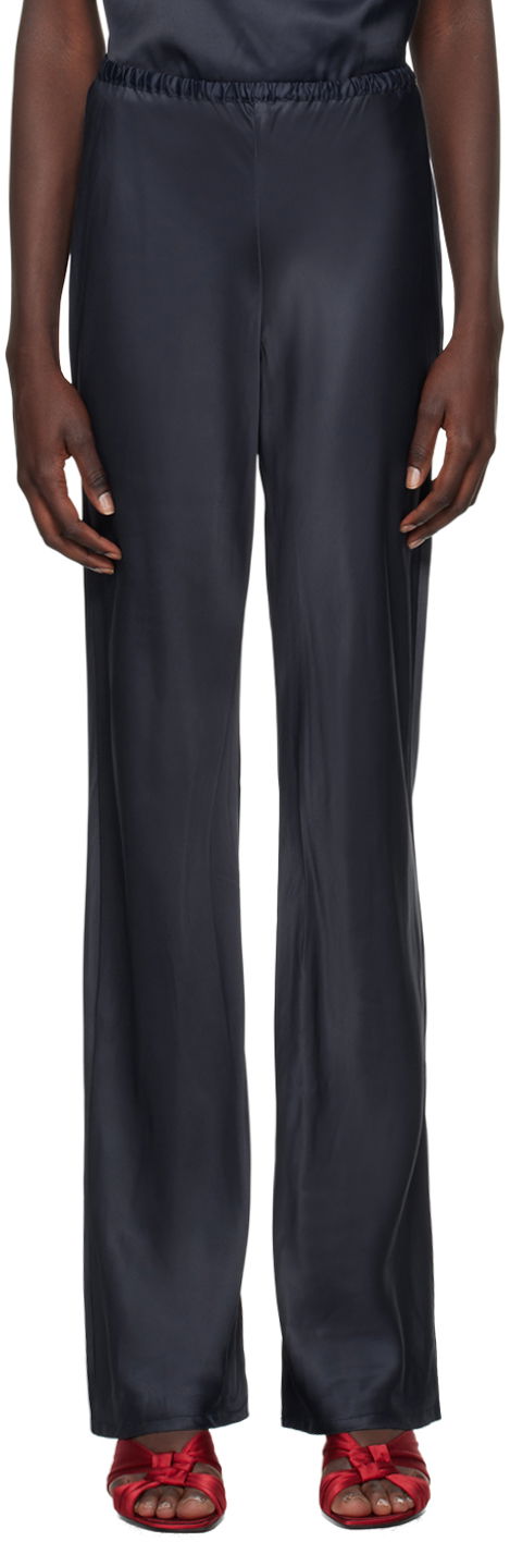 Byxor Baserange Satin Trousers Mörkblå | TRDY-VI-WI24