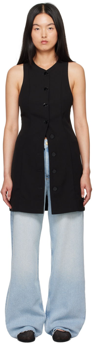 Klä GANNI Black Button Minidress Svart | F9224