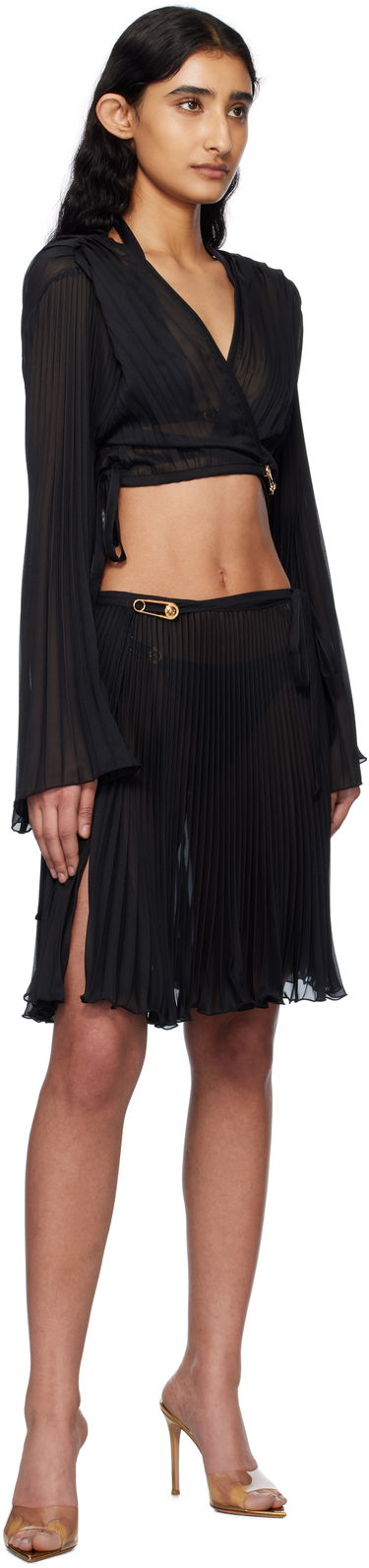 Kjol Versace Versace Safety Pin Pleated Cover-Up Top Svart | 1019046_1A13679, 3