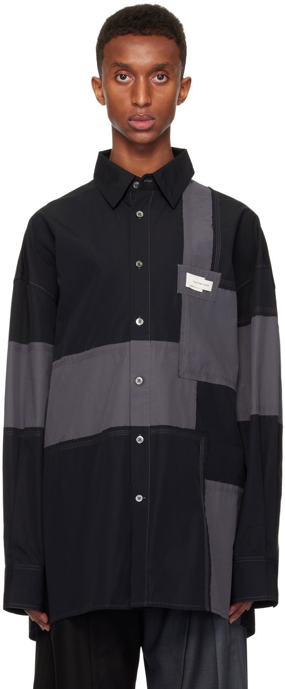 Skjorta Feng Chen Wang Feng Chen Wang Deconstructed Patchwork Shirt Svart | FMF18SR02