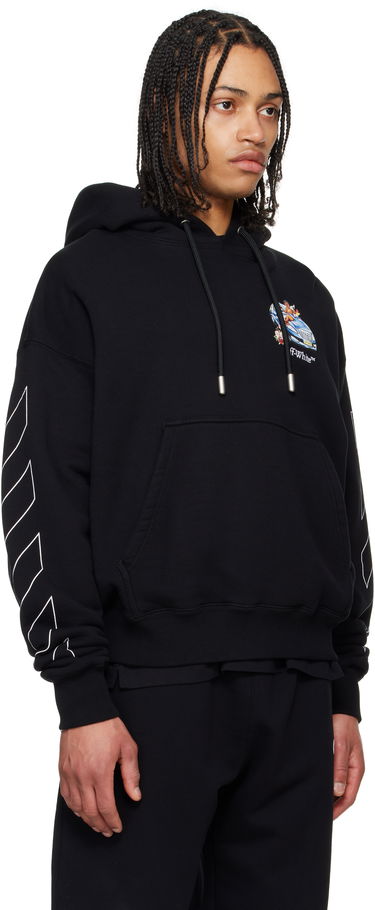 Sweatshirt Off-White Off-White Fresco Arrow Hoodie Svart | OMBB085S25FLE0051001, 1